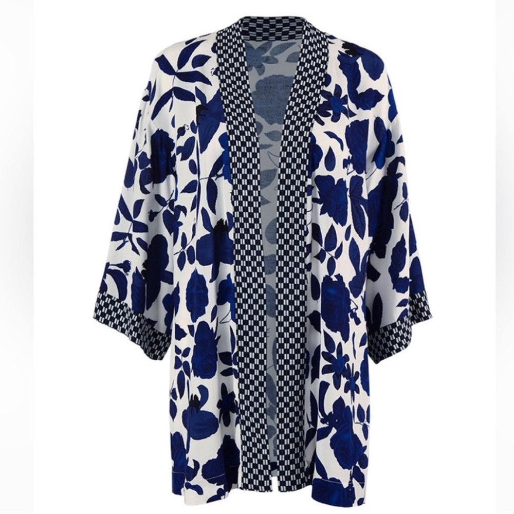 CAbi Botanical Print Kimono Sz XS/S